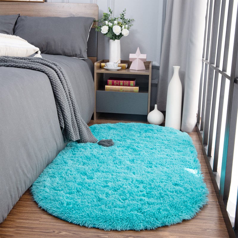 Noahas Ultra Soft Fluffy Bedroom Rugs Kids Room Carpet Modern Shaggy Area Rugs Home Decor 2.6' X 5.3', Teal Blue - Image 3